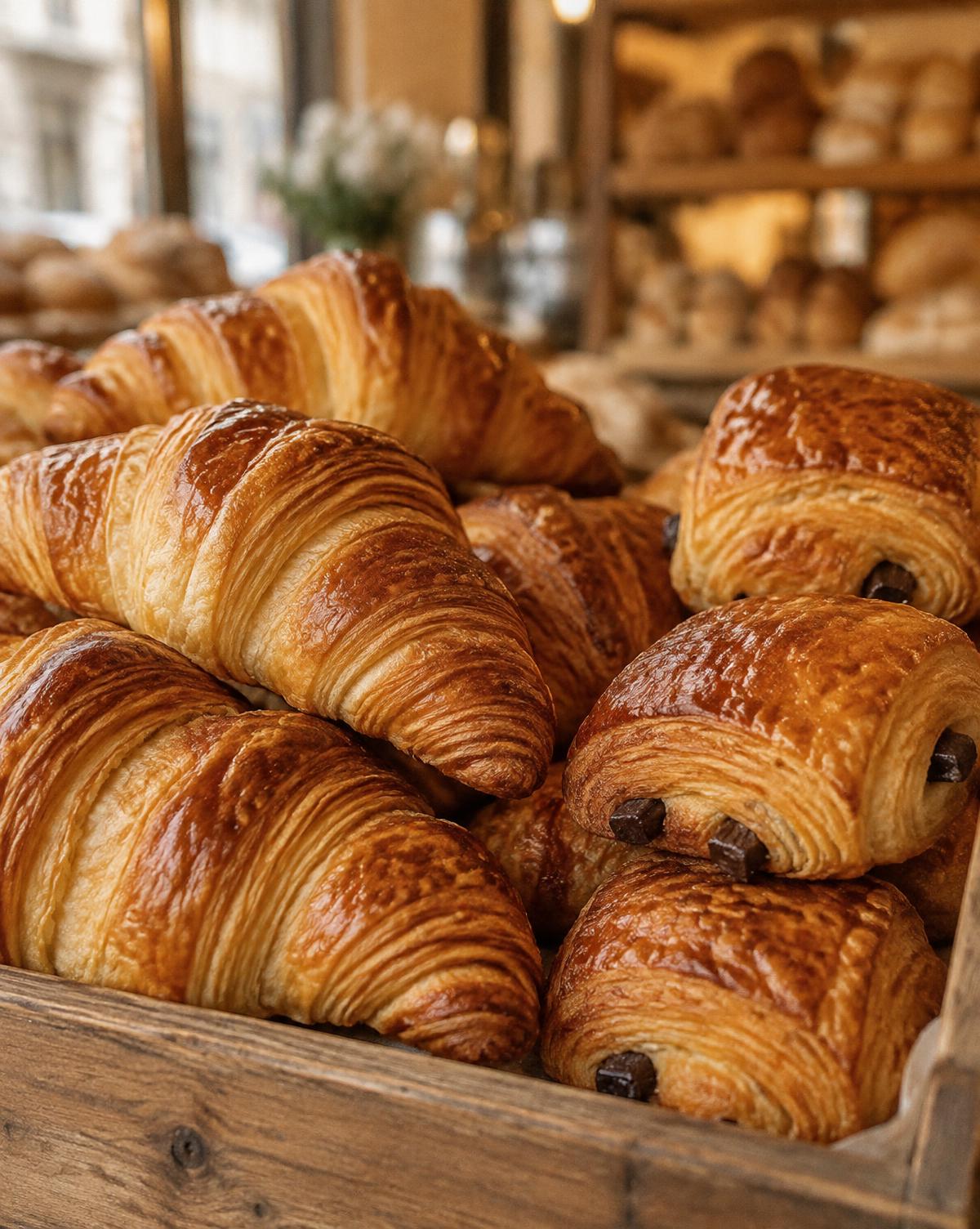 Nygräddade croissanter och pain au chocolat